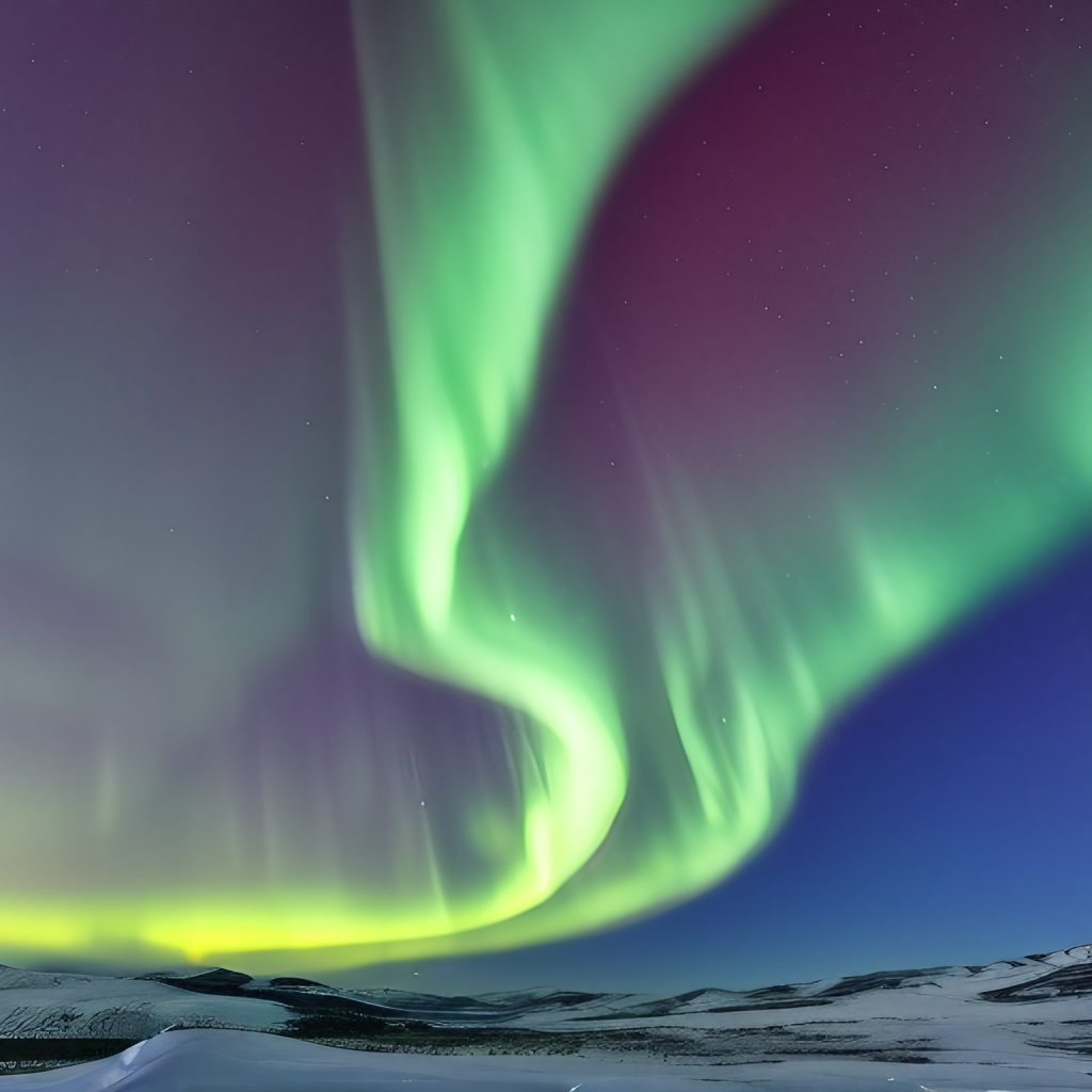 Aurora Borealis Snowy Landscape Free Stock Image