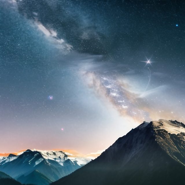 Mountain Range and Starry Night Sky with Milkyway Free Stock Image