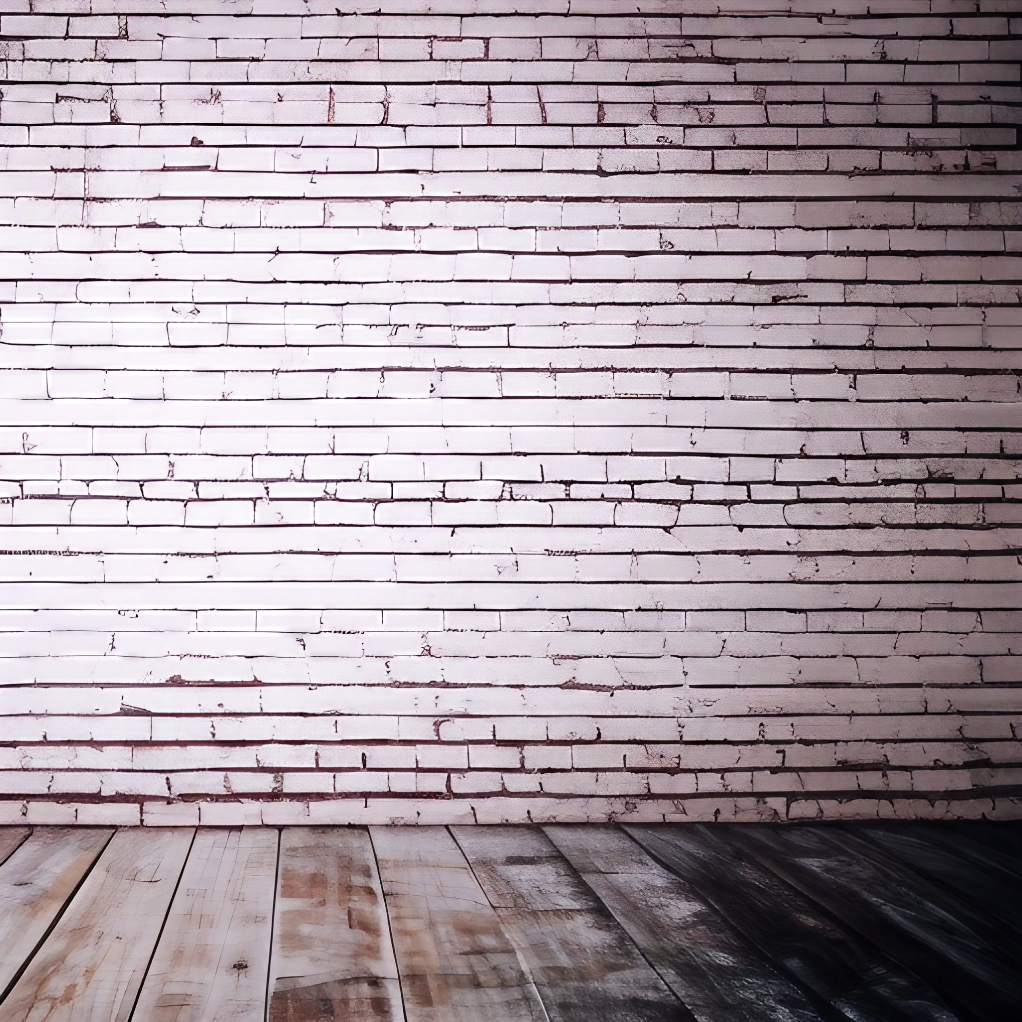 White Brick Wall and Floorboards Bright Room Free Stock Image