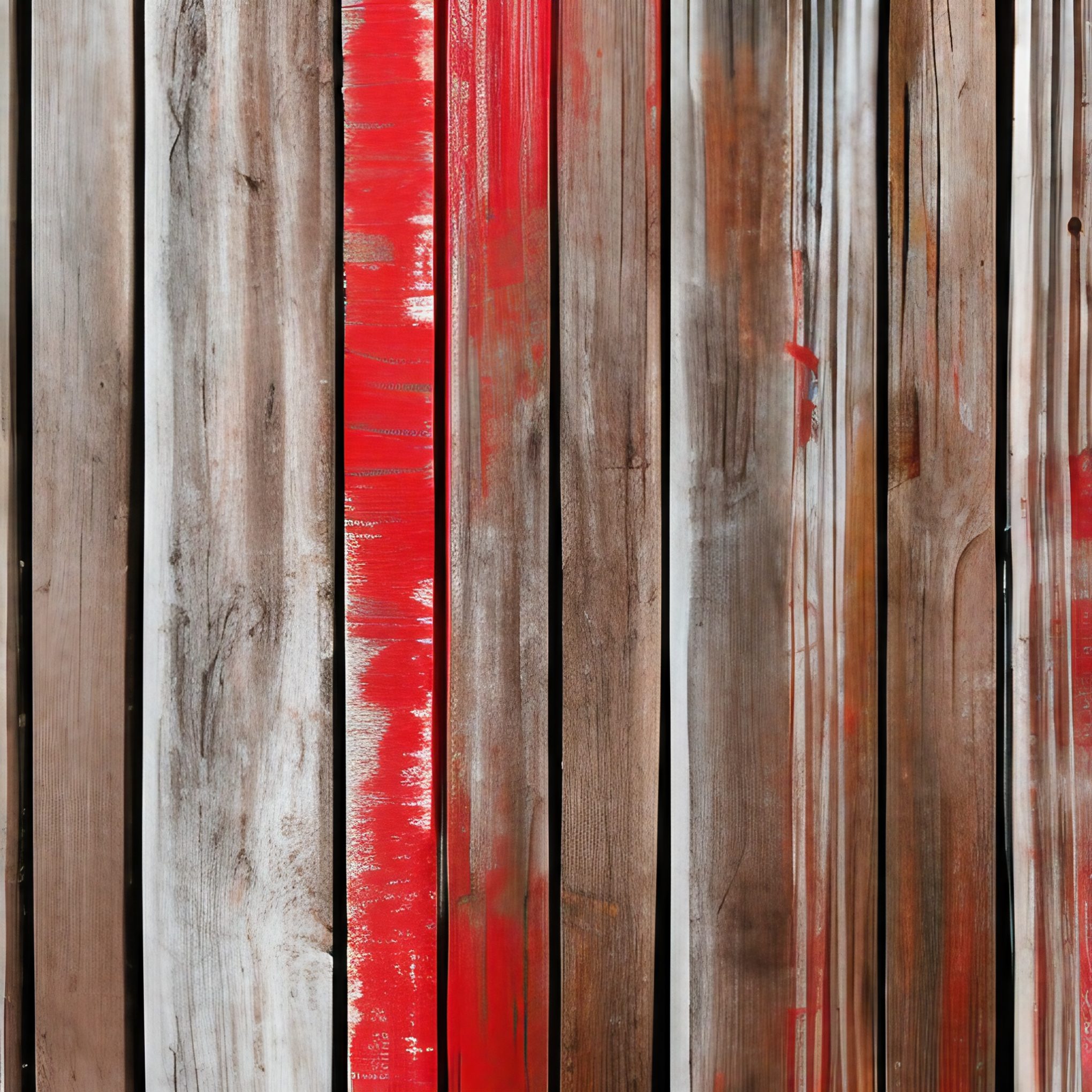 Rustic Wooden Fence Panels Painted Red Worn and Weathered