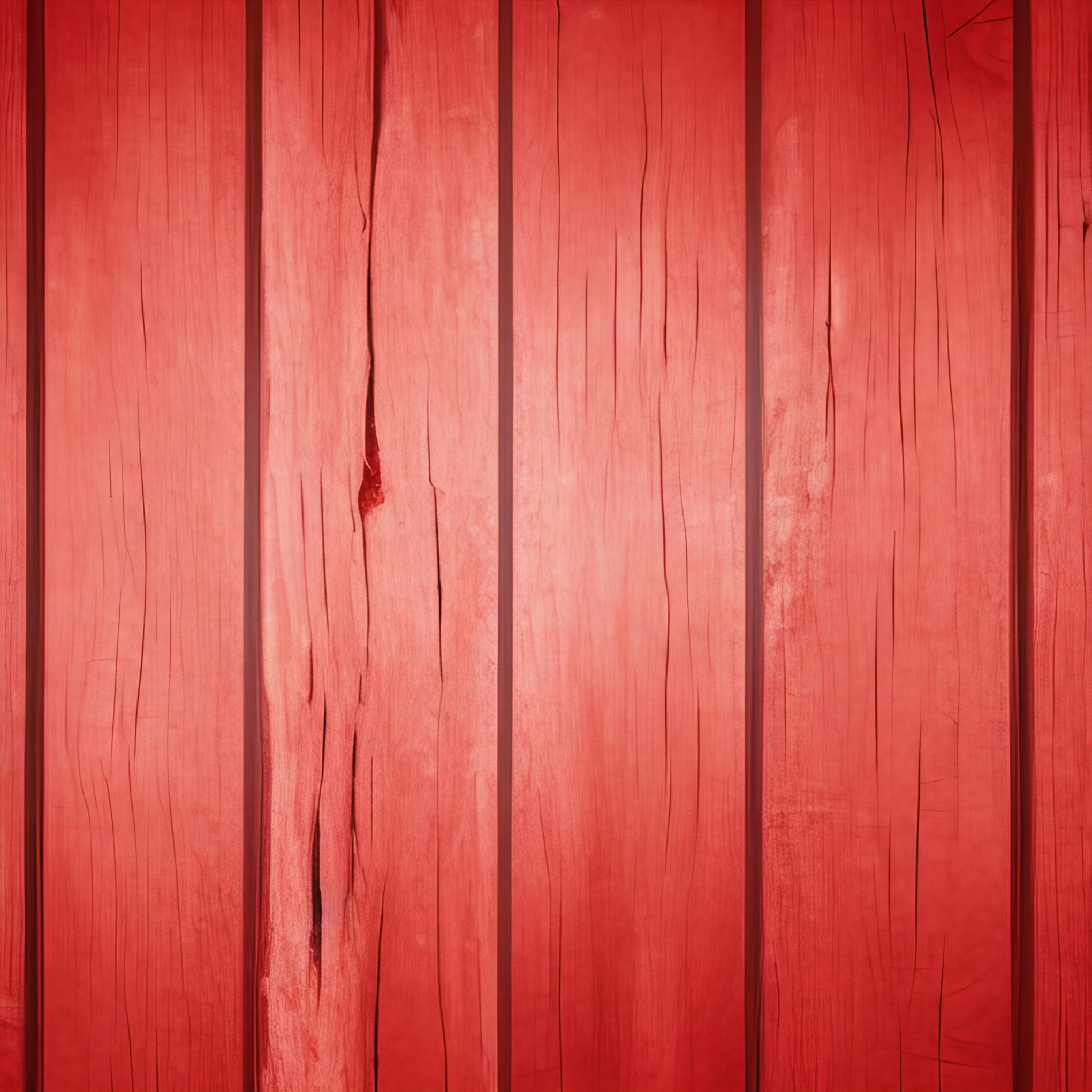 Red Painted Old Wooden Cracked and Splinted Planks