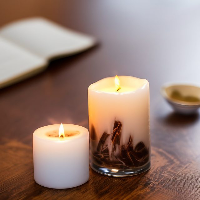 Lit Candles on a table, free stock image download